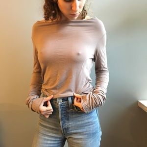 Mauve Sheer Top with Scooped Neckline